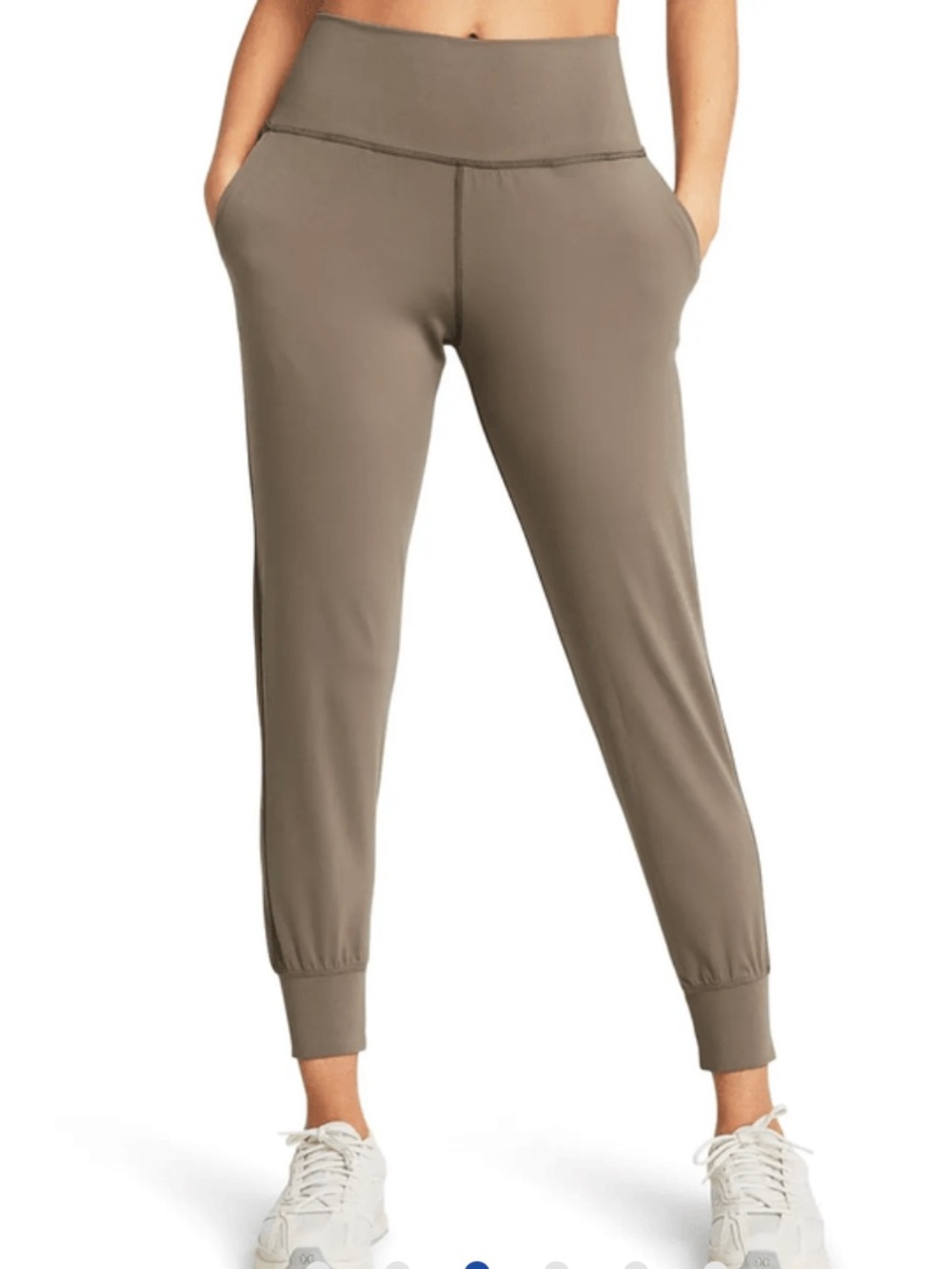 Under Armour High-Waist Meridian Jogger Pants in Taupe